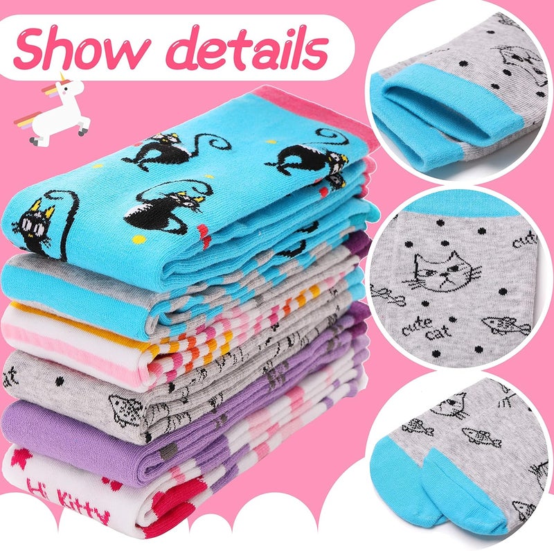 ANTSANG Kids Girls Knee High Socks Long Boot Crazy Silly Fun Gift Cute Tall Animal Socks for Child 6 Pairs - Image 4
